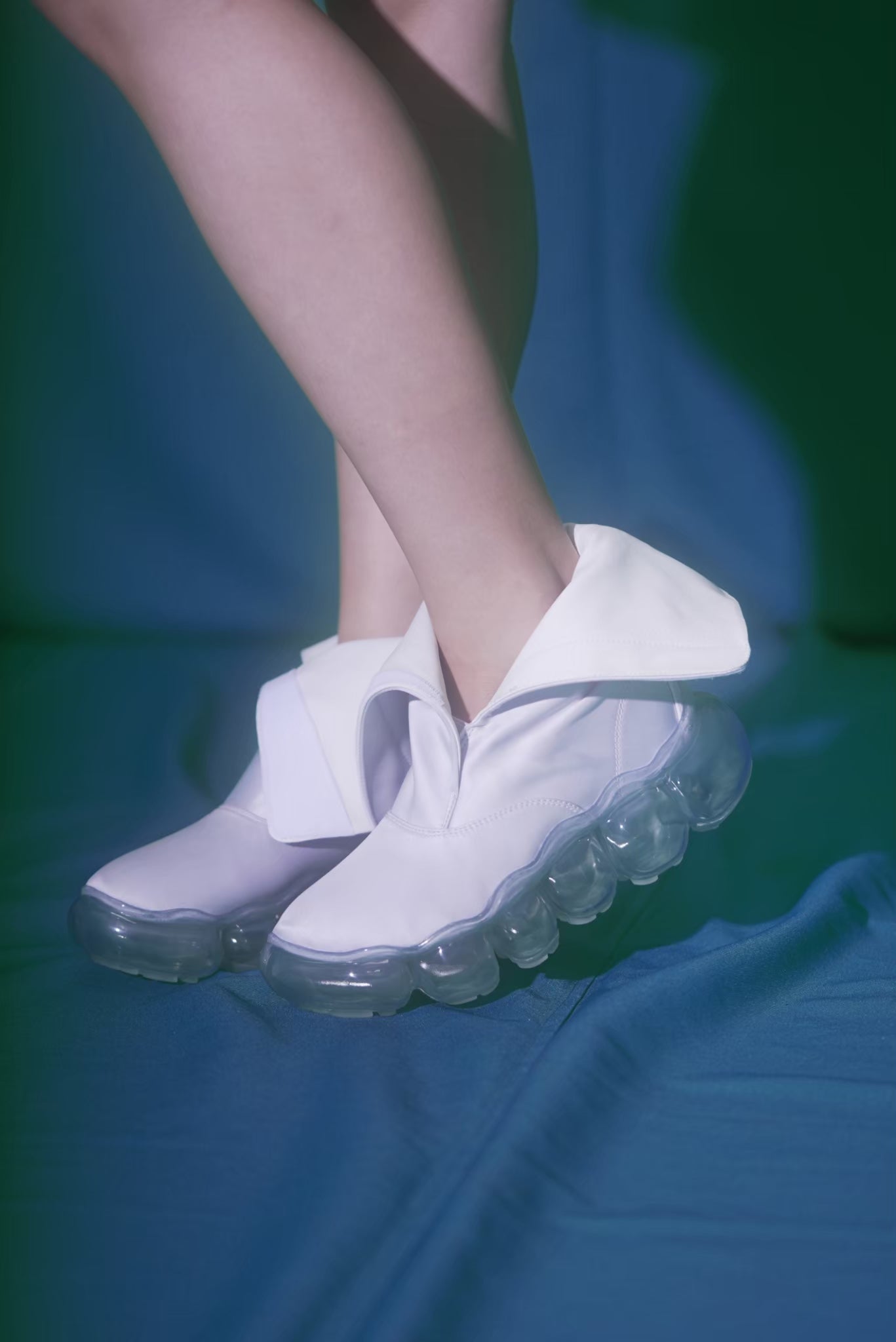 “Jewelry” Satin Boots / Ice Gray