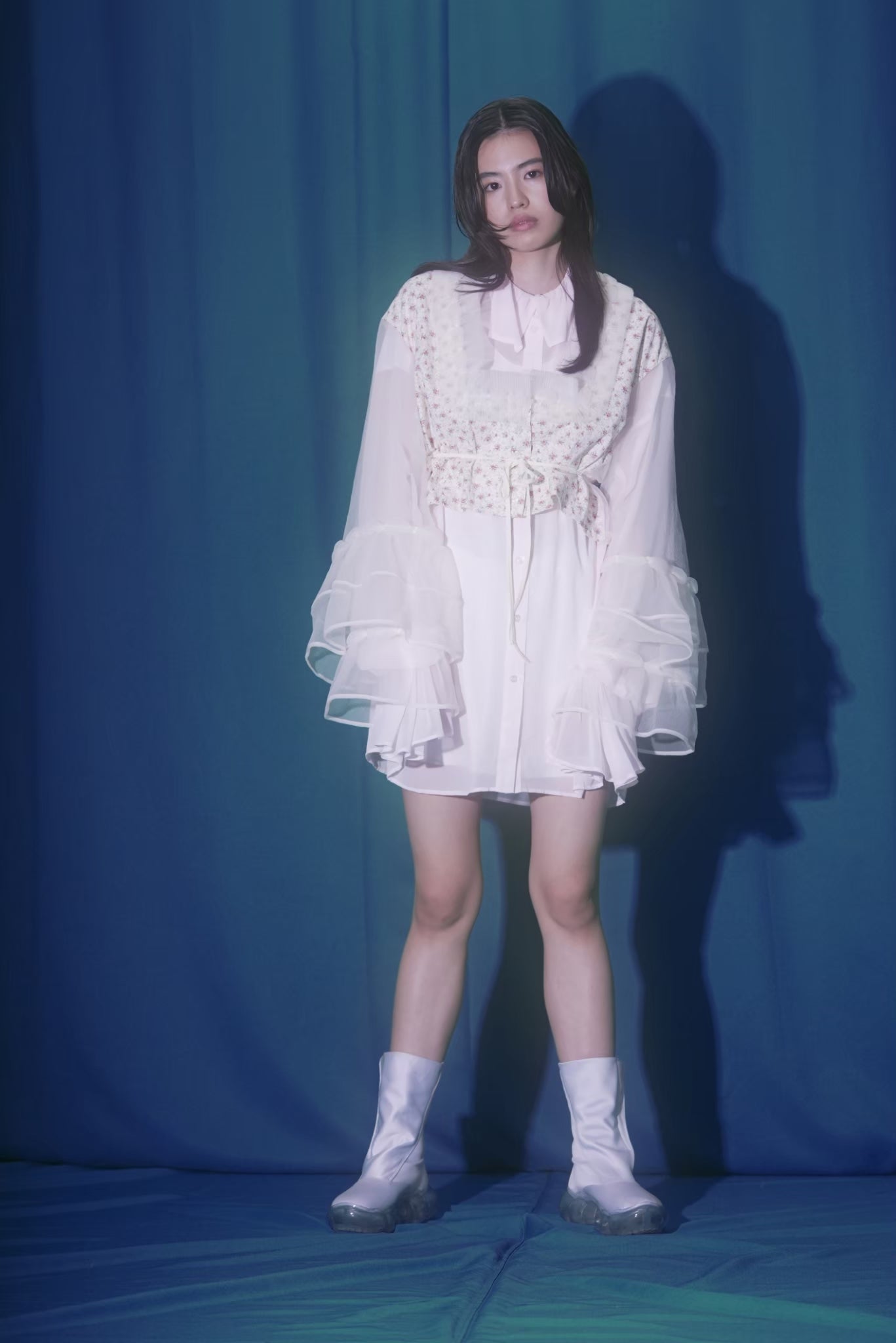 “Jewelry” Satin Boots / Ice Gray