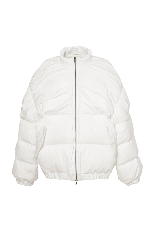 【AW26受注】Wrinkle Ribbon Down Coat / White / MSAW26C01