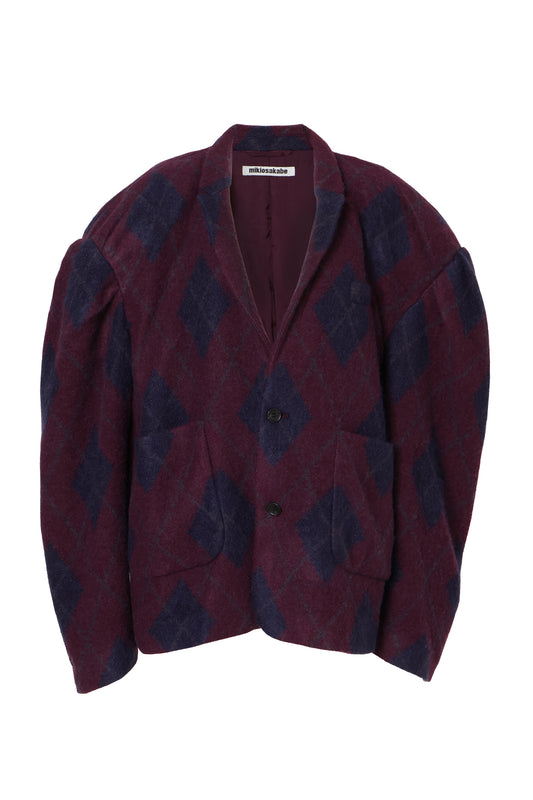 【AW26受注】Wrinkle Big Shoulder Knit Jacket / Wine / MSAW26JK023