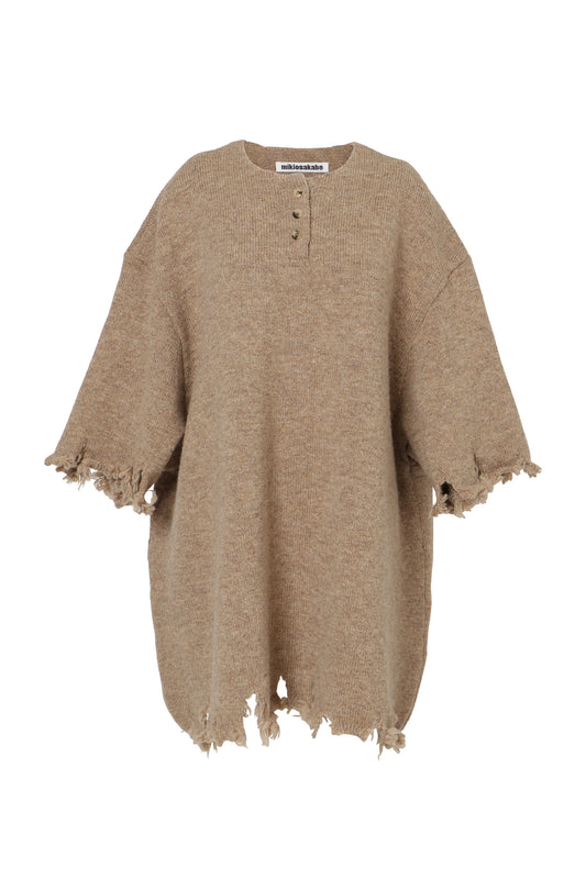 【AW26预购】破损针织T恤 / 米色 / MSAW26K02