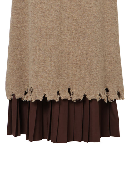 【AW26预购】破洞针织长裙 / 米色 / MSAW26K03