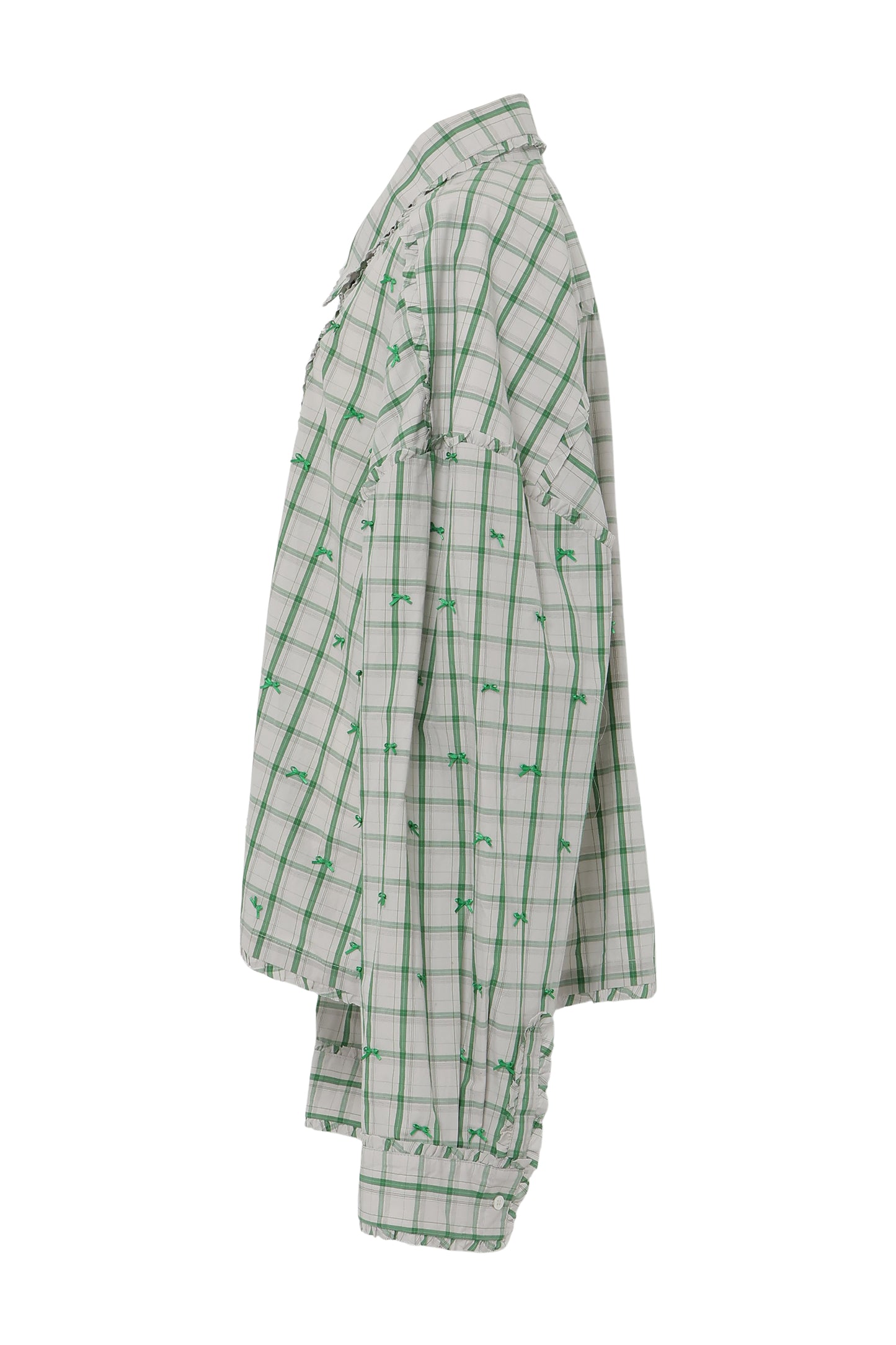 【SS26受注】Mini Frill Ribbon Blouse / Green / MSS26B011