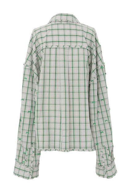 【SS26受注】Mini Frill Ribbon Blouse / Green / MSS26B011