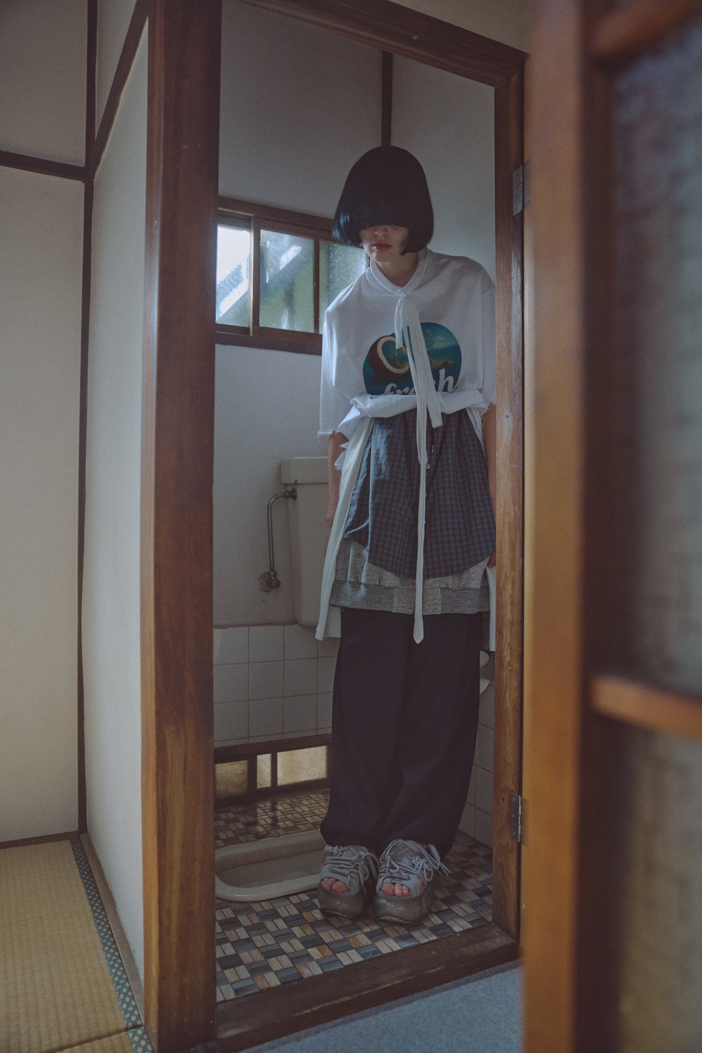 Layered Pants / Black-Green