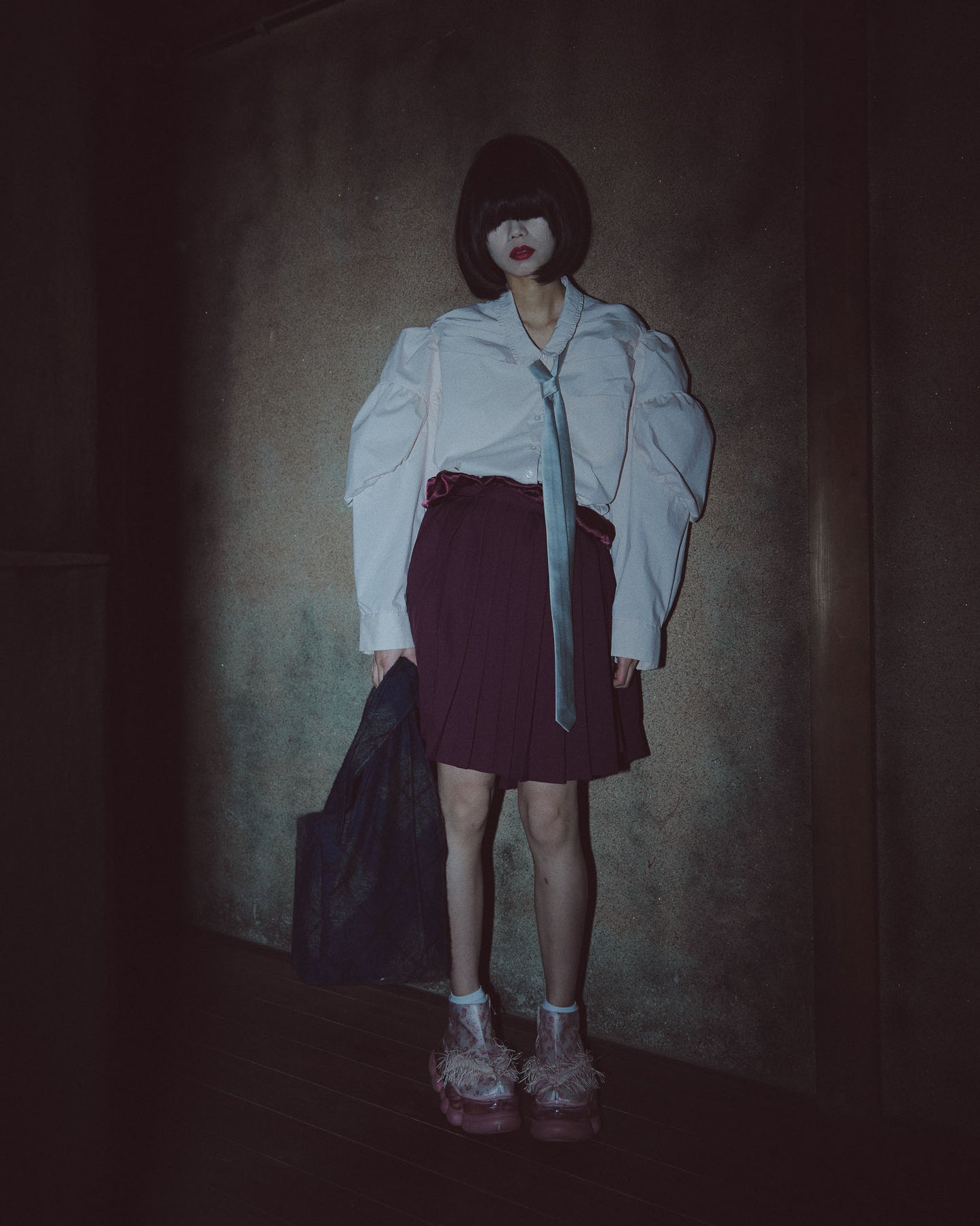 【AW26预购】Twisted Pleats 半身裙 / 葡萄酒色 / MSAW26S01