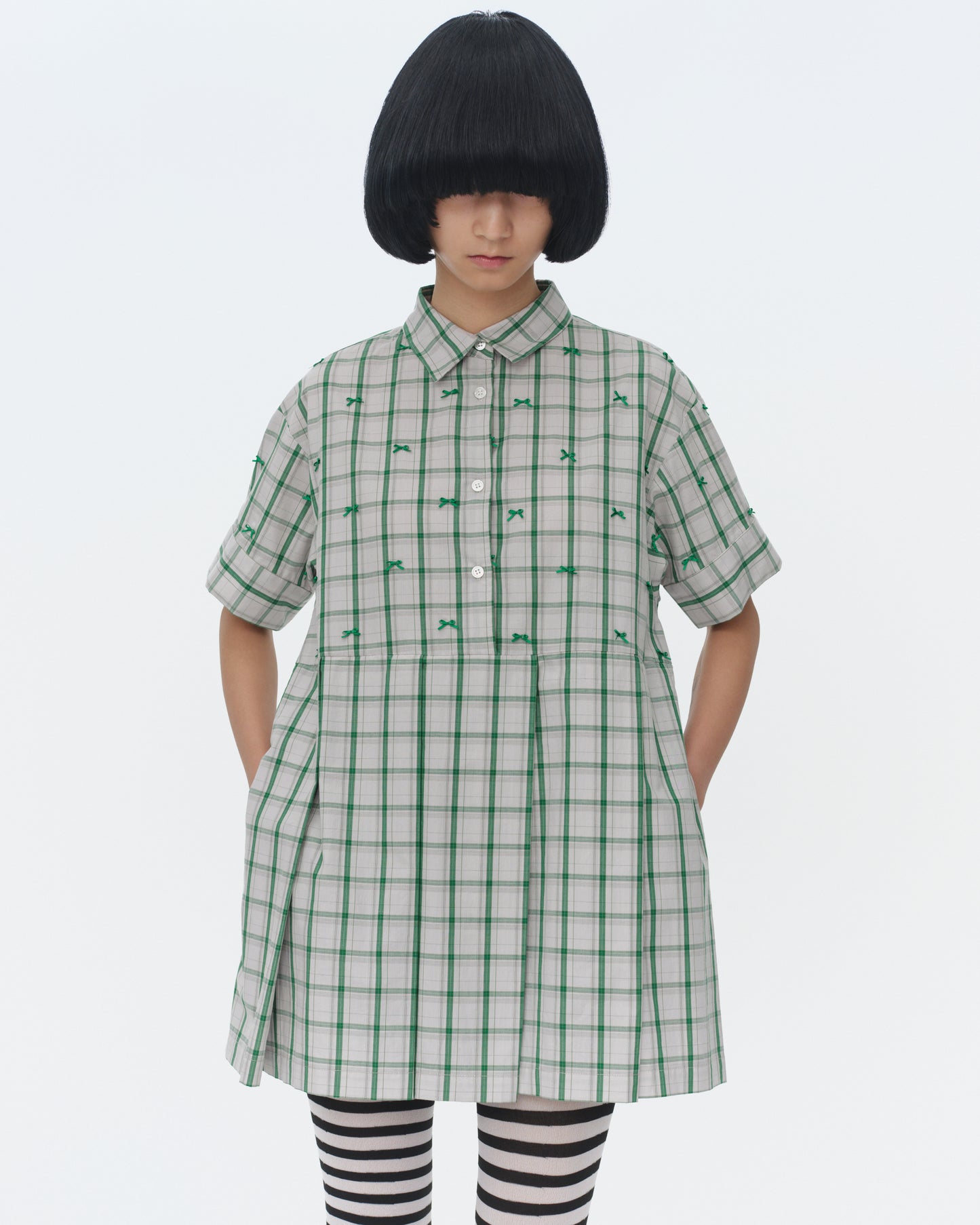 【SS26受注】Mini Ribbon Dress / Green / MSS26D02