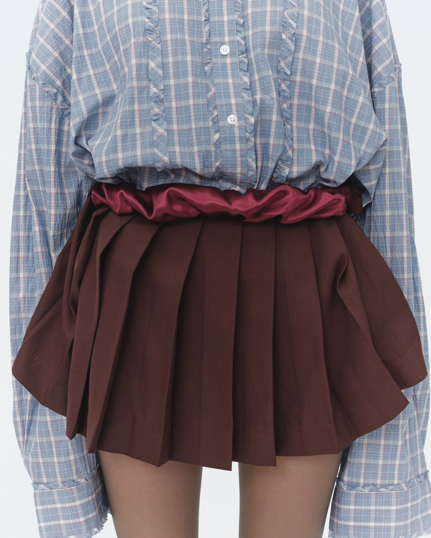 【SS26受注】Shrink Pleats Mini Skirt / Brown / MSS26S02