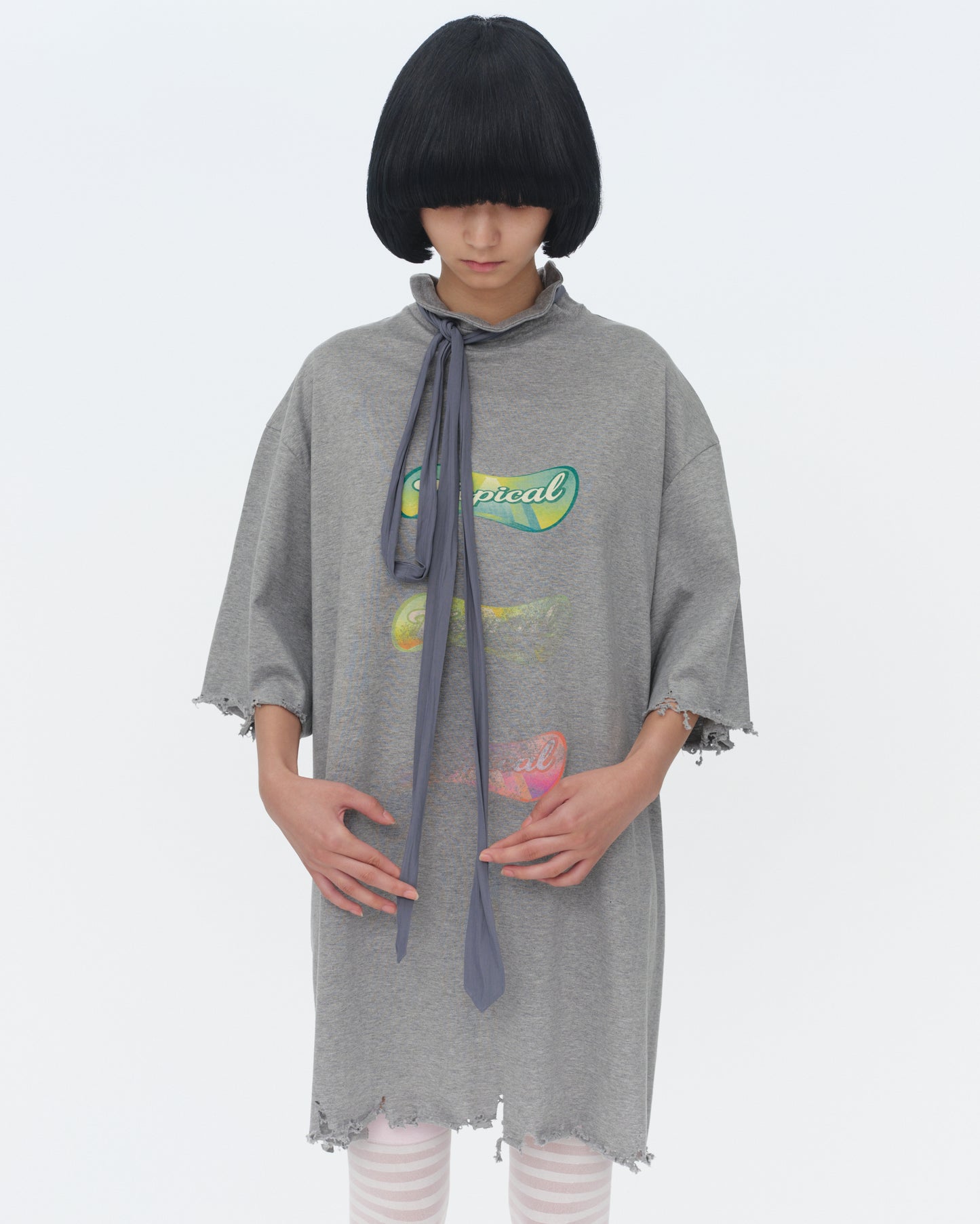 【SS26受注】Tie Neck T-Shirt / Gray / MSS26T011