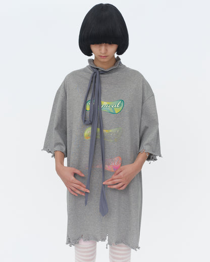 【SS26受注】Tie Neck T-Shirt / Gray / MSS26T011