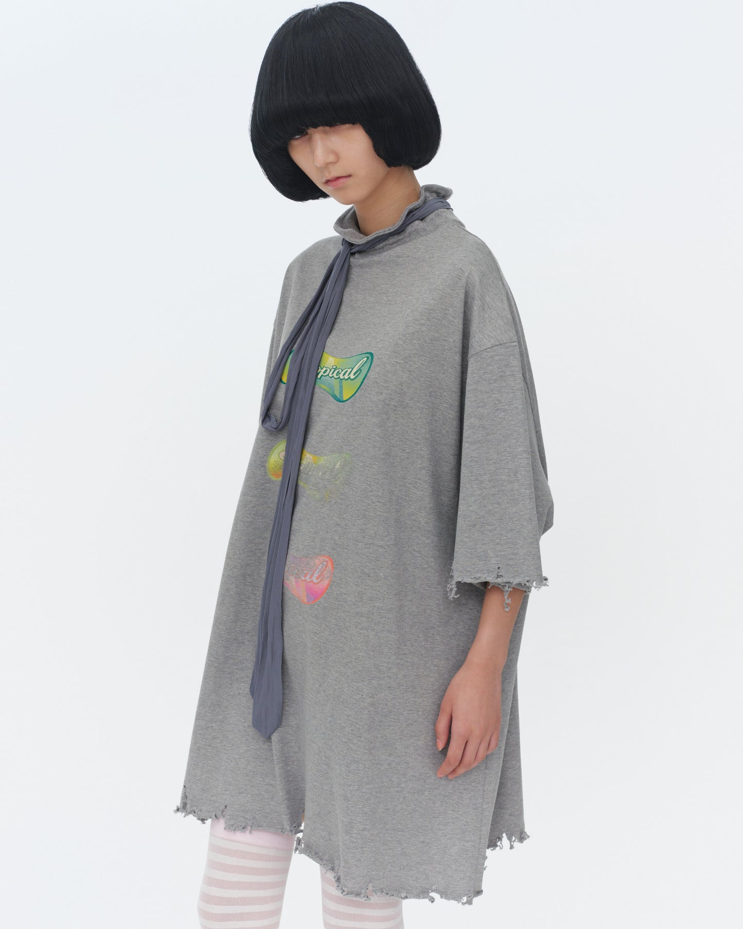 【SS26受注】Tie Neck T-Shirt / Gray / MSS26T011