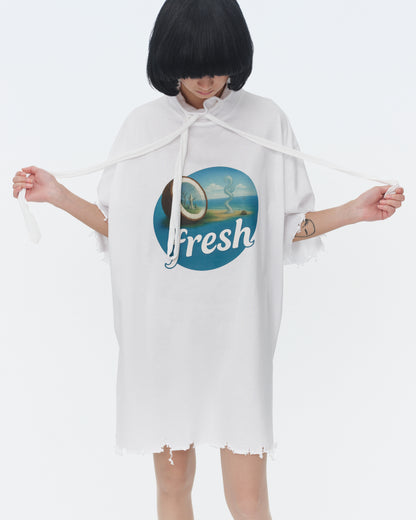 【SS26受注】Tie Neck T-Shirt / White / MSS26T011