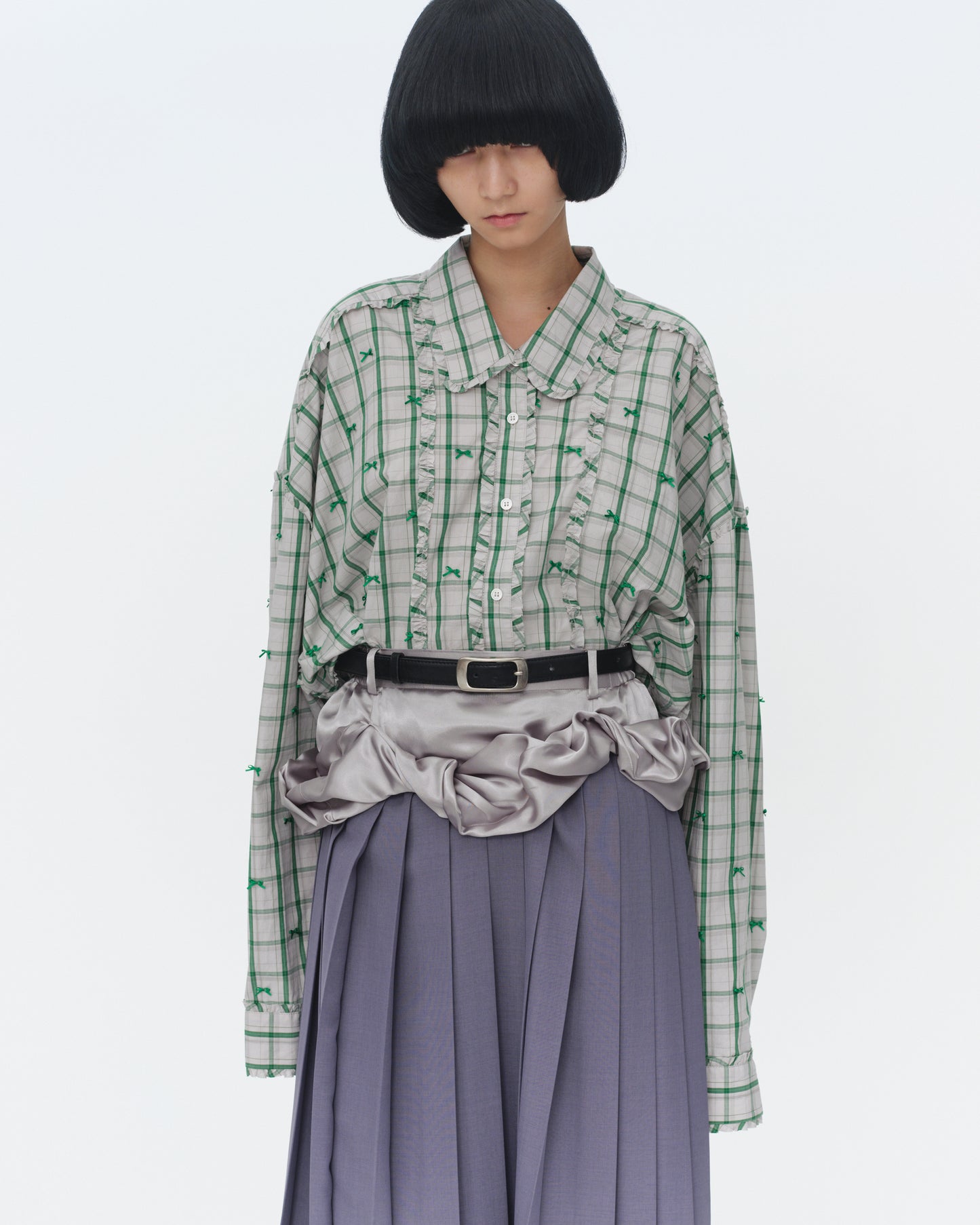 【SS26受注】Shrink Pleats Long Skirt / Gray / MSS26S03