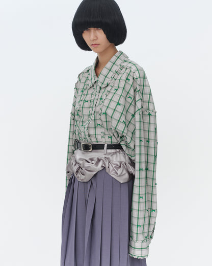 【SS26受注】Mini Frill Ribbon Blouse / Green / MSS26B011