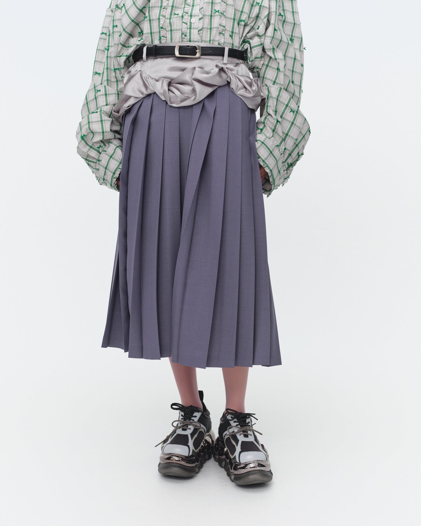 【SS26受注】Shrink Pleats Long Skirt / Gray / MSS26S03