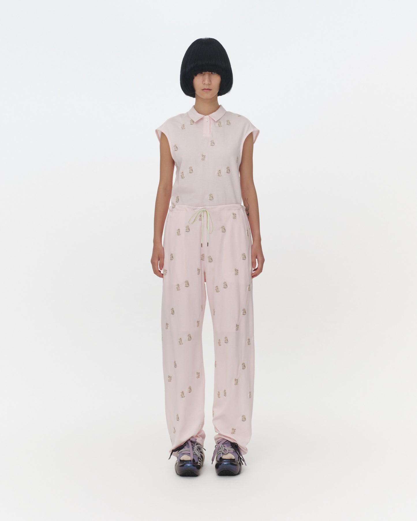 【SS26受注】Embroidery Flat Pants / Pink / MSS26P021