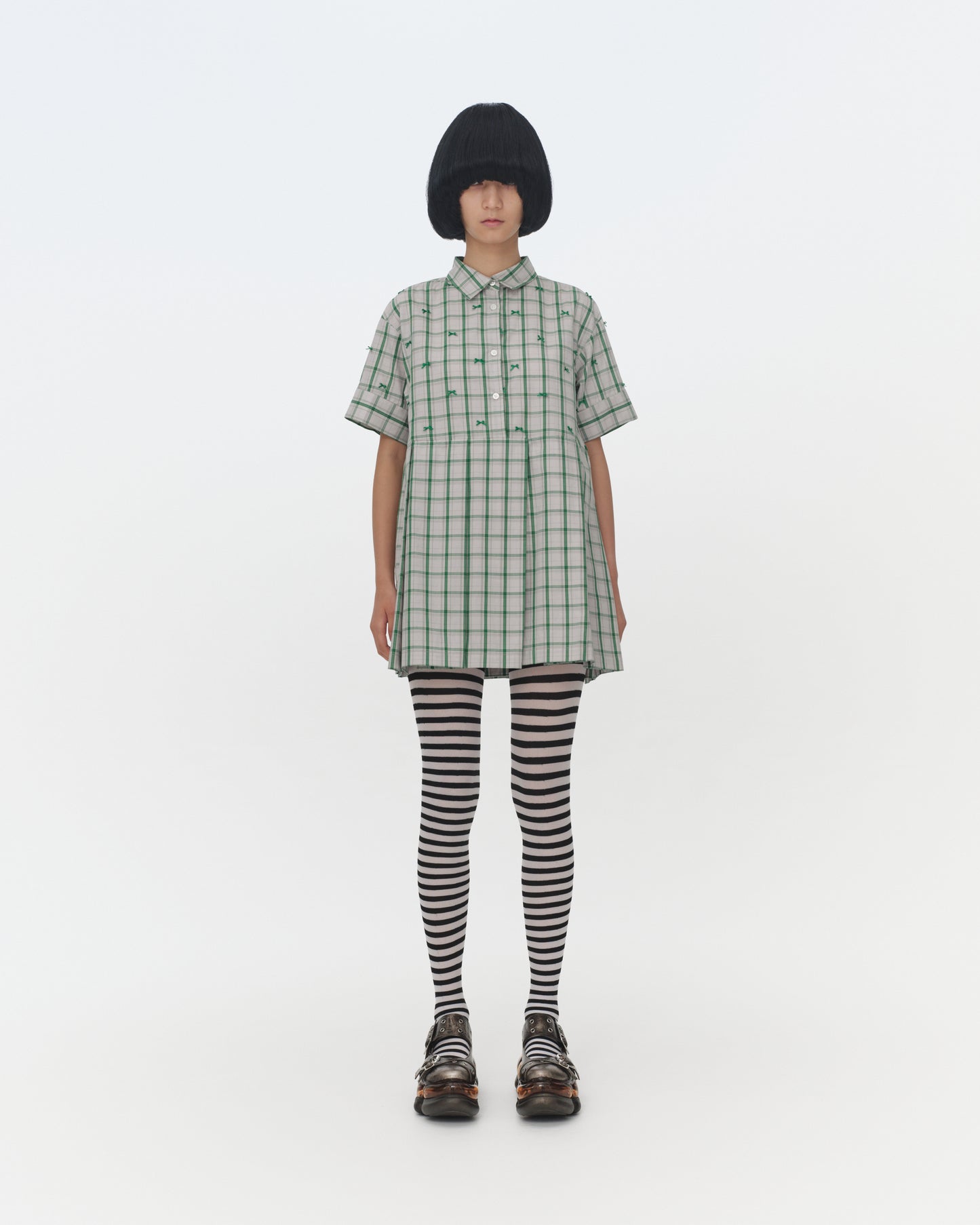 【SS26受注】Mini Ribbon Dress / Green / MSS26D02