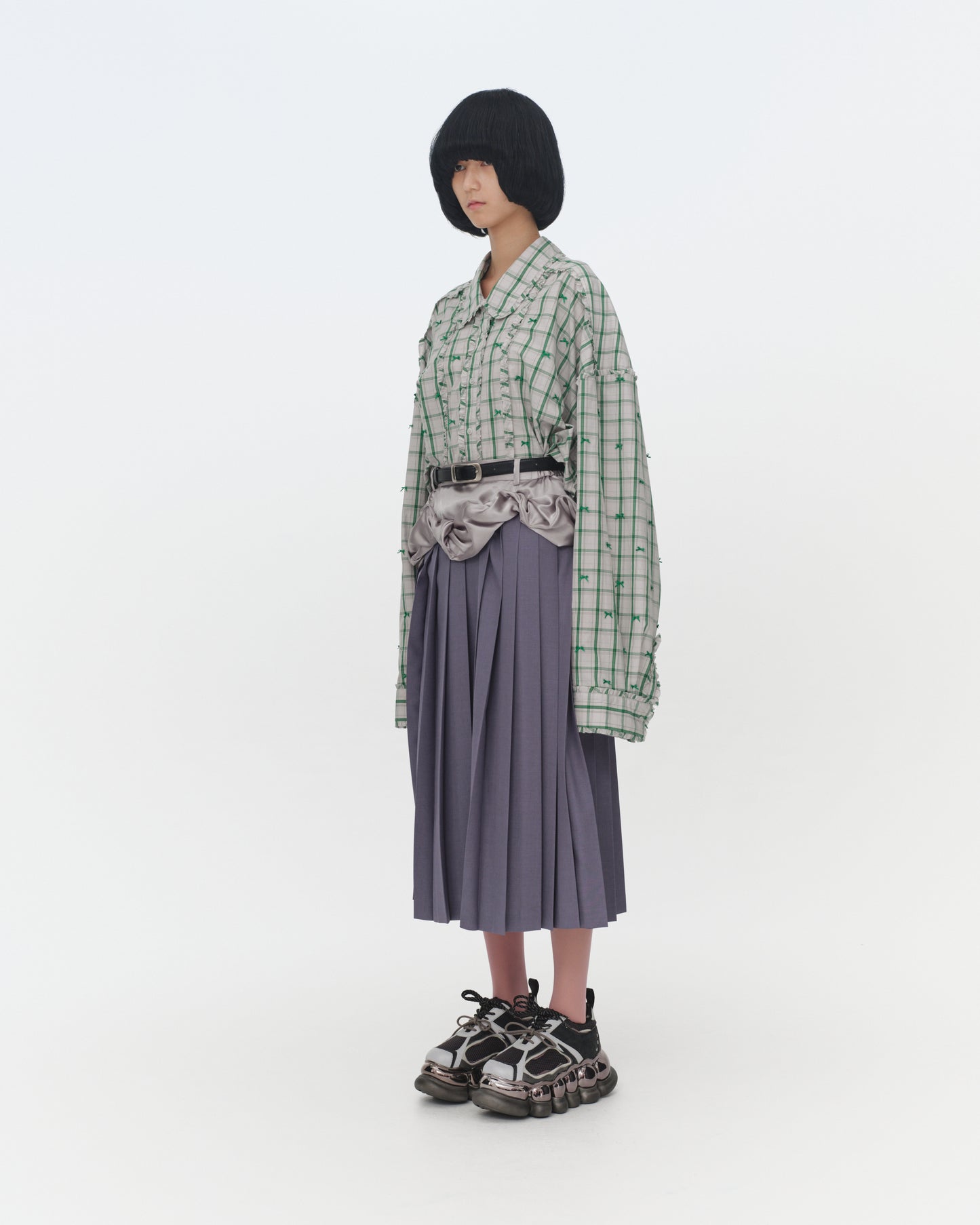 【SS26受注】Shrink Pleats Long Skirt / Gray / MSS26S03