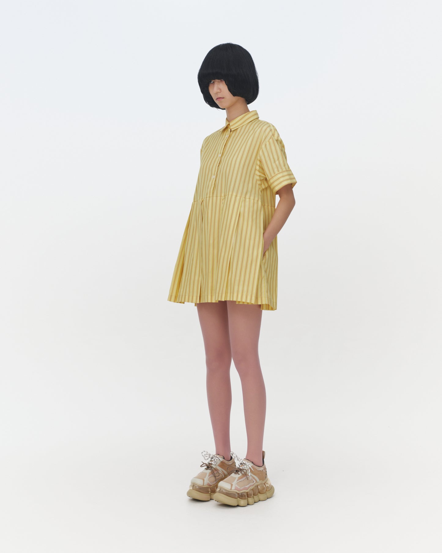 【SS26受注】Mini Shirt Stripe Dress / Yellow / MSS26D022