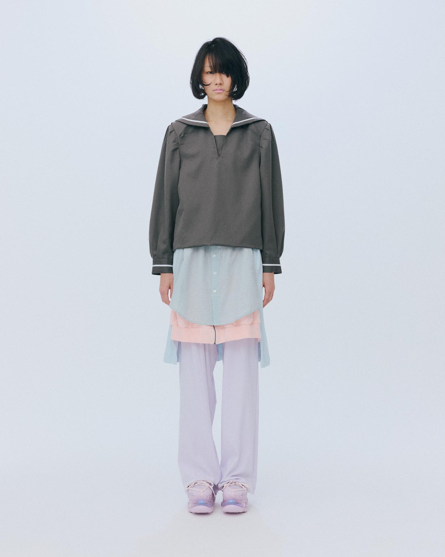 Random Tuck Sailor Shirt / Gray