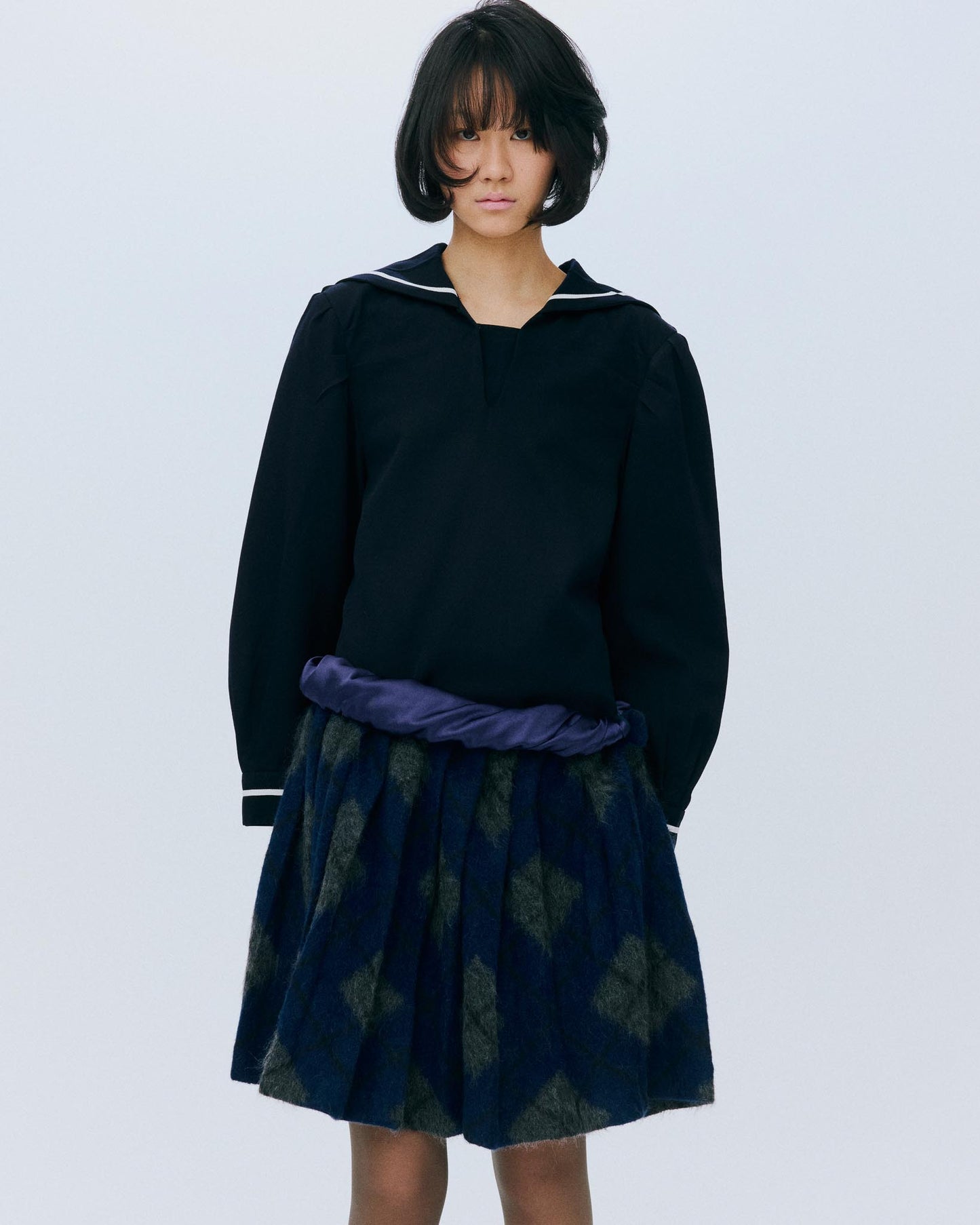 Random Tuck Sailor Shirt / Navy