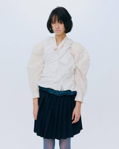 【AW26预购】不规则褶皱衬衫 / 象牙白 / MSAW26B011