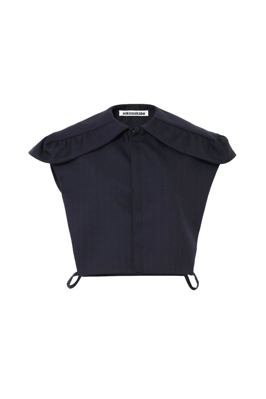 Ruffle Big Collar Blouse / Navy