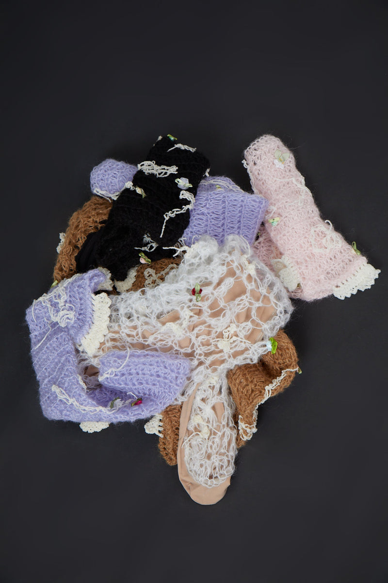 Hand Knit Arm Warmer / Lilac