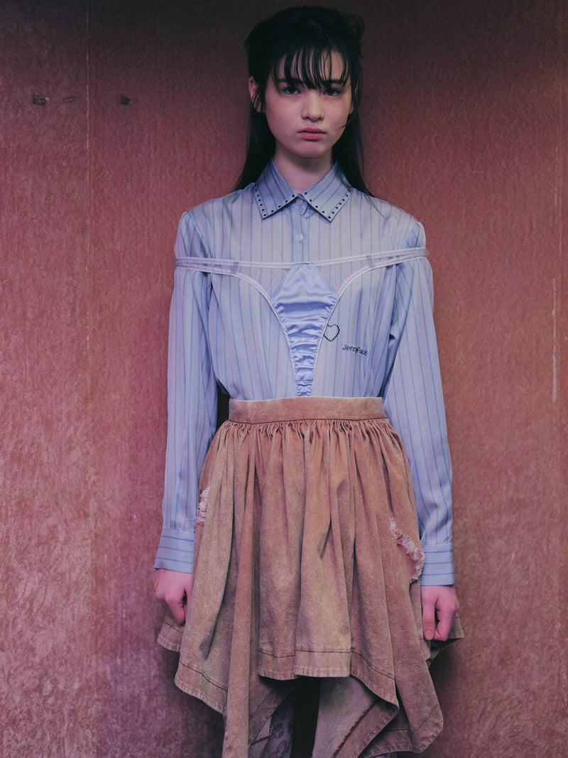 Lingerie Denim Dress  / Brown Combi
