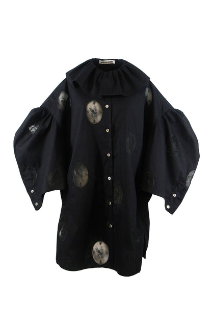 Frill Blouse Embroidery / Black 