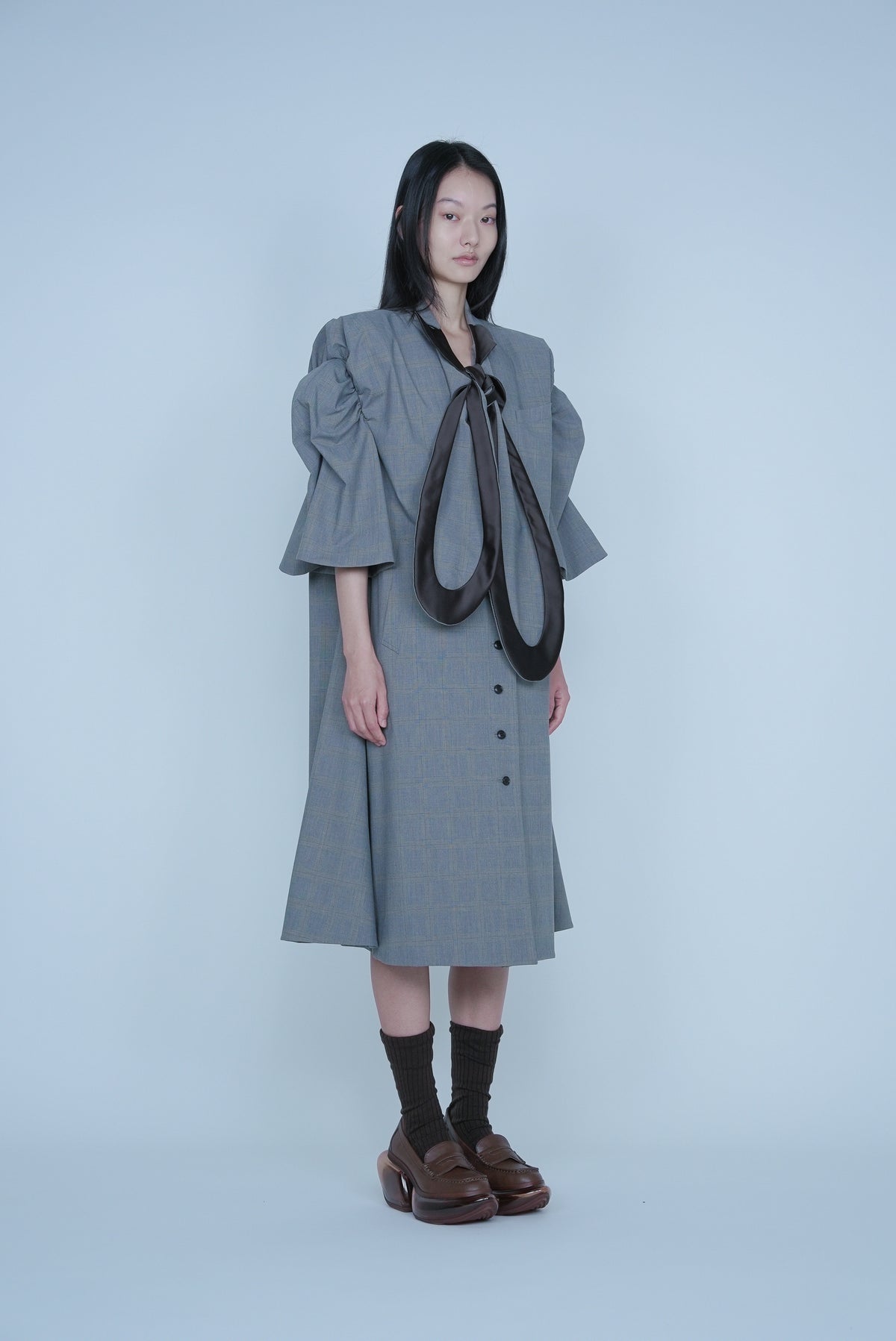 【SS27受注】Ribbon Collar Coat / Khaki / MSS27C041