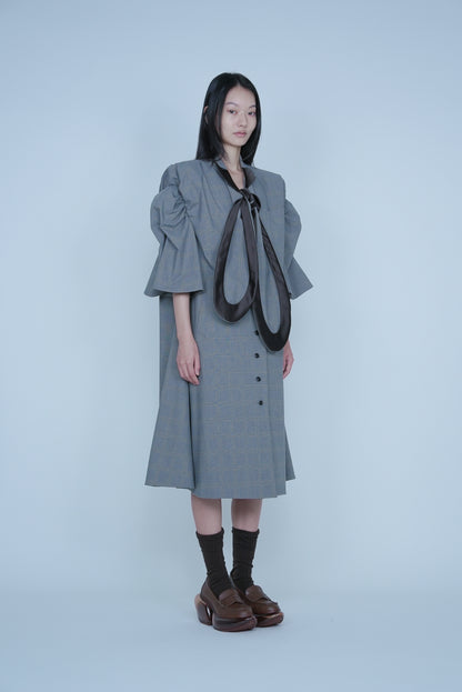 【SS27受注】Ribbon Collar Coat / Khaki / MSS27C041