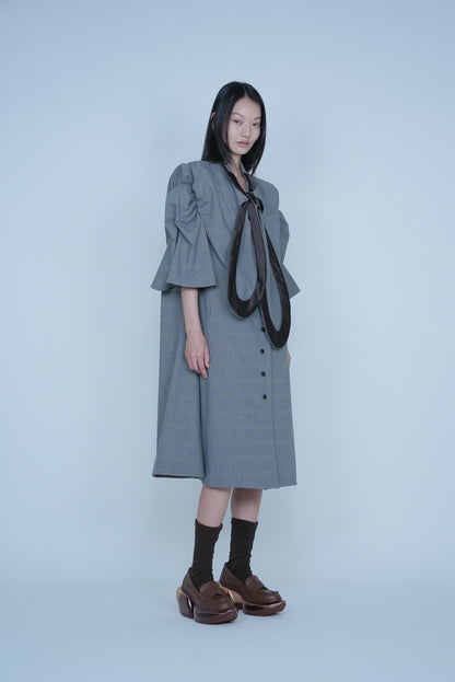 【SS27受注】Ribbon Collar Coat / Khaki / MSS27C041