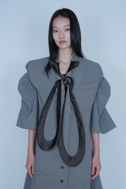 【SS27受注】Ribbon Collar Coat / Khaki / MSS27C041