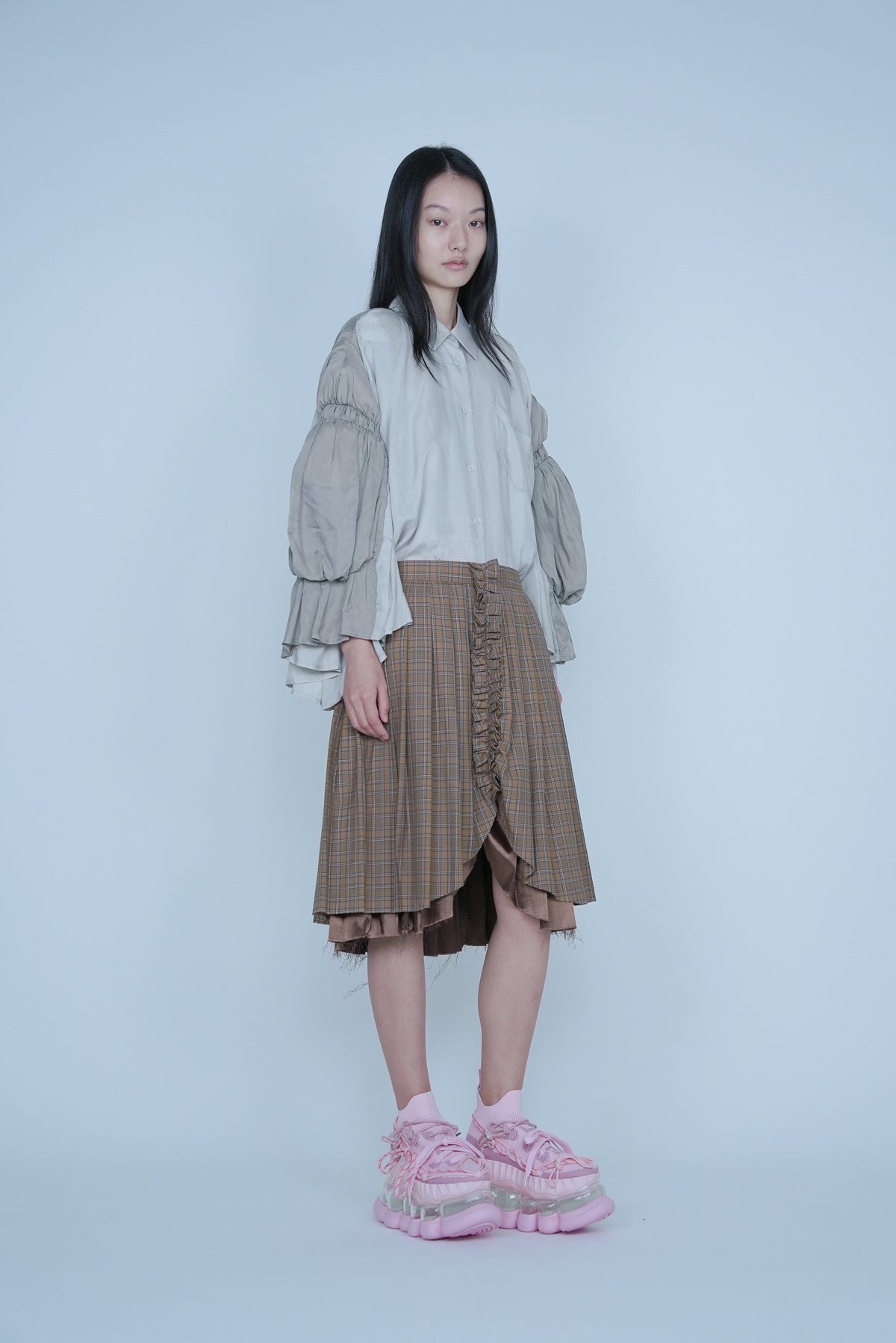 【SS27受注】Double Puff Sleeve Shirt / Beige / MSS27B021