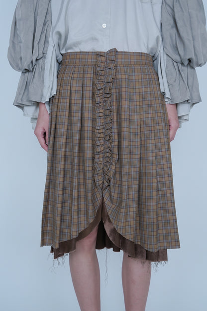 【SS27受注】Curtain Schoolgirl Skirt Long / Brown / MSS27S011