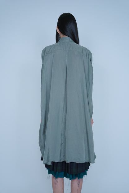 【SS27受注】Longline Puff Sleeve Shirt / Khaki / MSS27B051