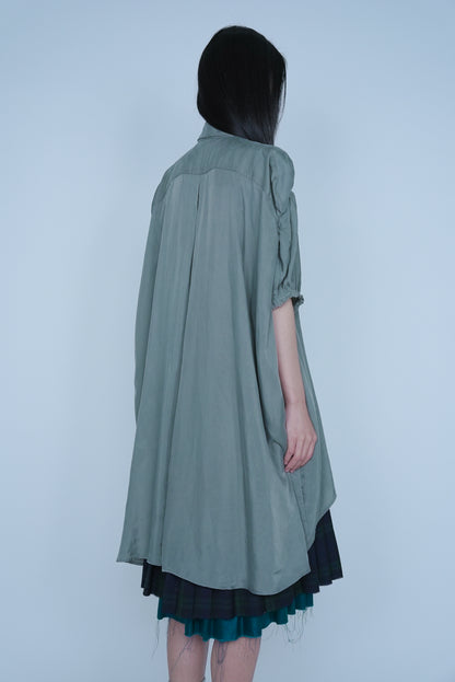 【SS27受注】Longline Puff Sleeve Shirt / Khaki / MSS27B051