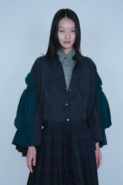 【SS27受注】Double Puff Sleeve Shirt / Black / MSS27B021