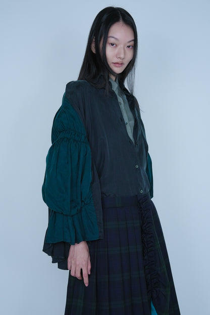 【SS27受注】Double Puff Sleeve Shirt / Black / MSS27B021