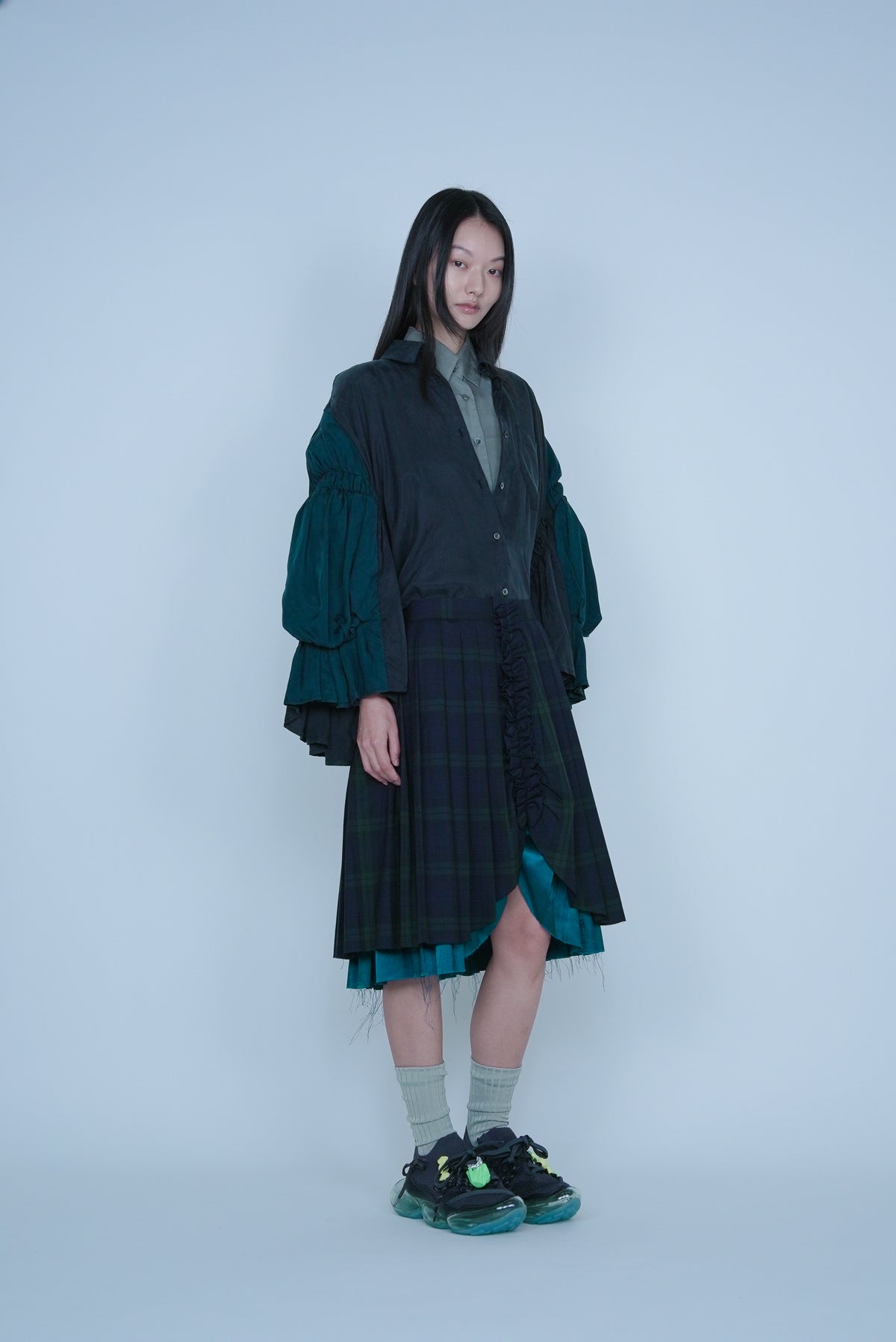 【SS27受注】Double Puff Sleeve Shirt / Black / MSS27B021