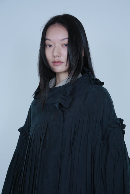 【SS27受注】Fine Pleated Blouse / Dark Gray / MSS27B031
