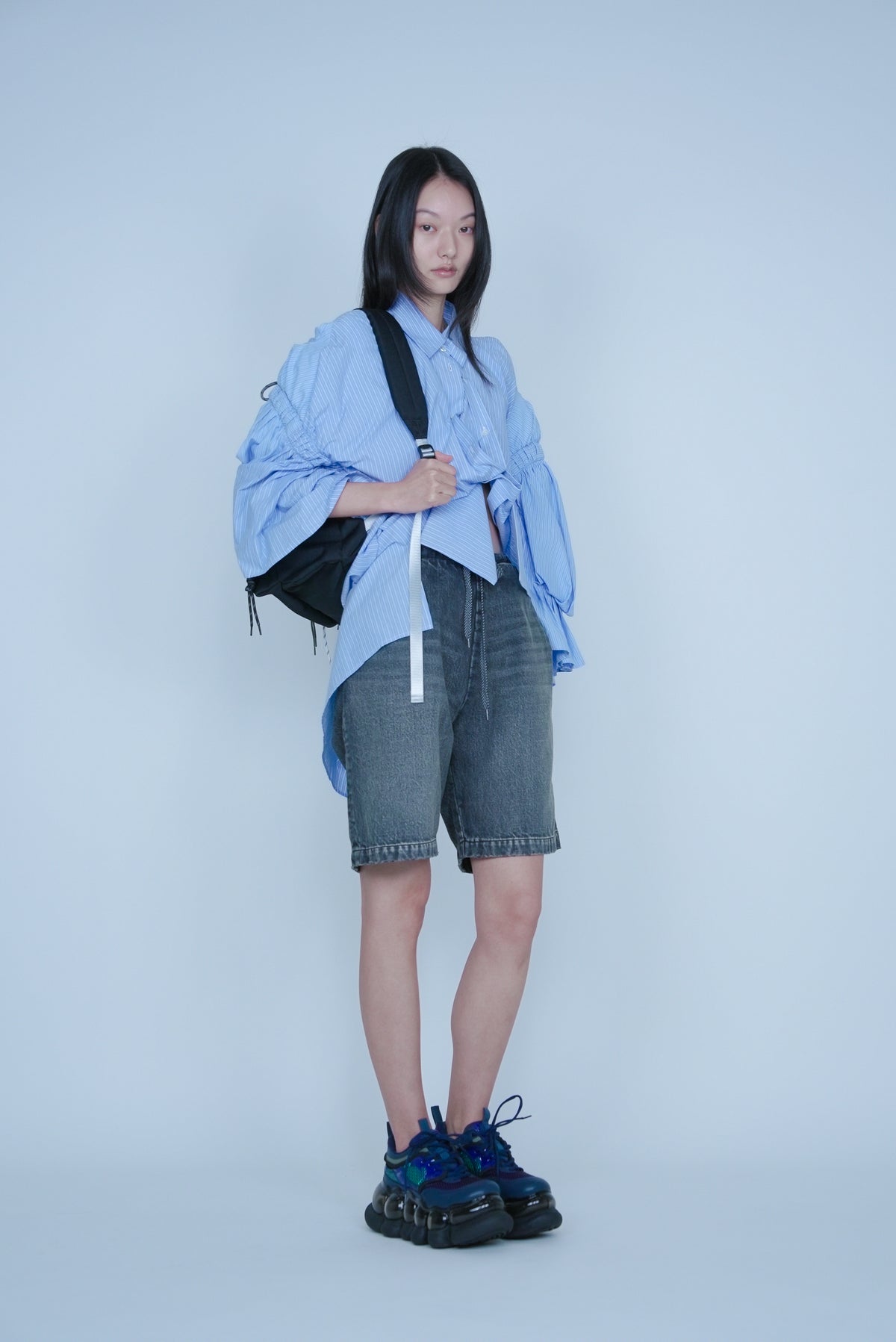 【SS27受注】Double Puff Sleeve Shirt / Blue / MSS27B02