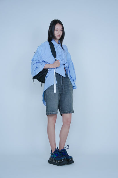 【SS27受注】Double Puff Sleeve Shirt / Blue / MSS27B02