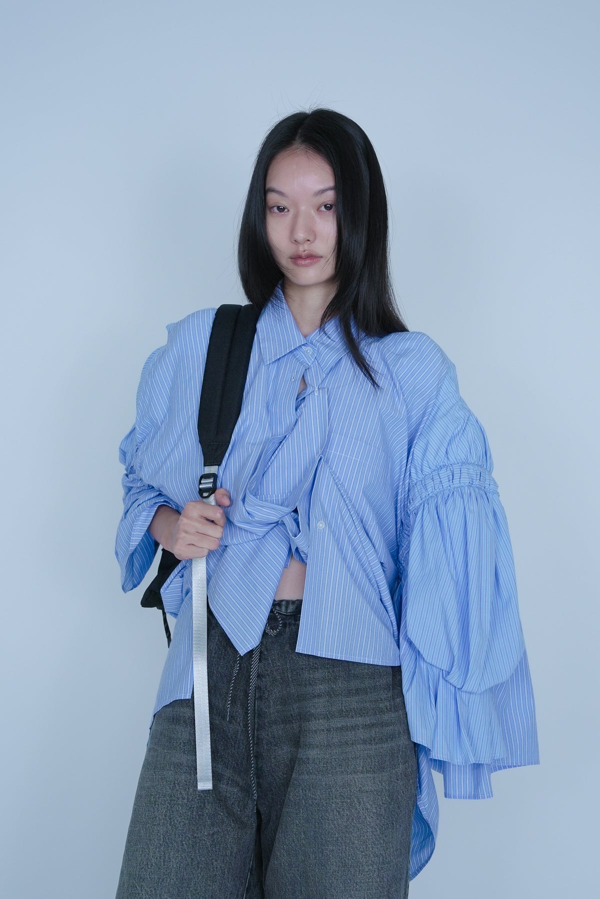 【SS27受注】Double Puff Sleeve Shirt / Blue / MSS27B02