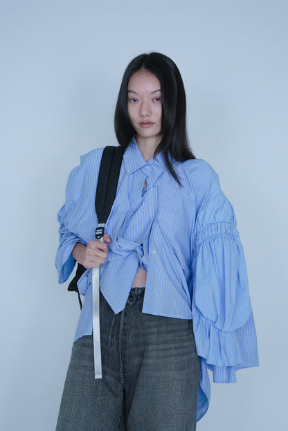 【SS27受注】Double Puff Sleeve Shirt / Blue / MSS27B02