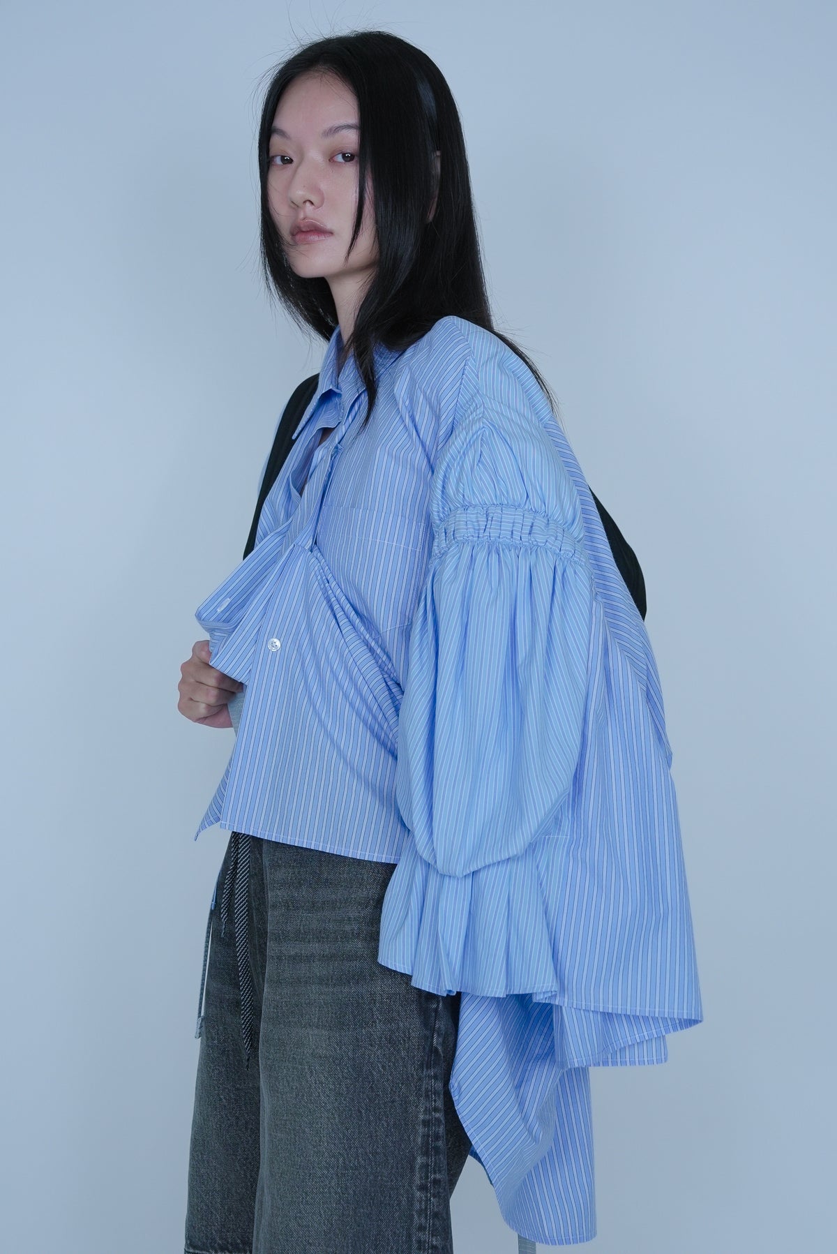 【SS27受注】Double Puff Sleeve Shirt / Blue / MSS27B02