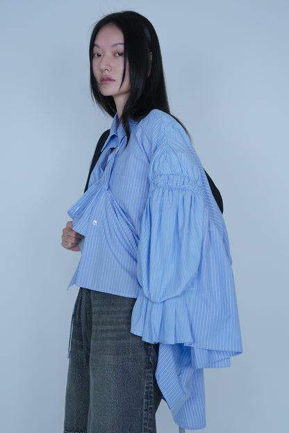 【SS27受注】Double Puff Sleeve Shirt / Blue / MSS27B02