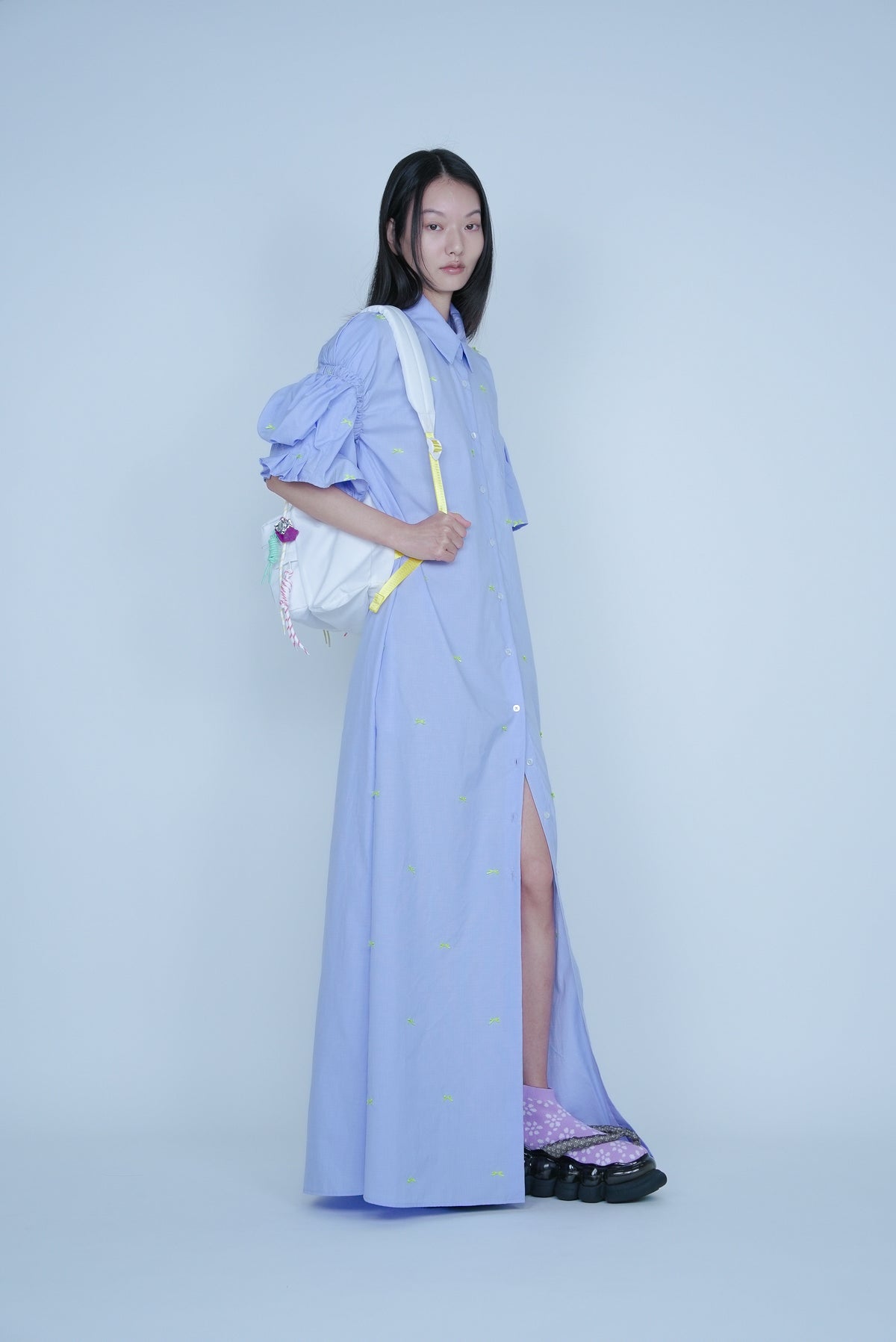 【SS27受注】Double Puff Sleeve Dress / Blue / MSS27D021
