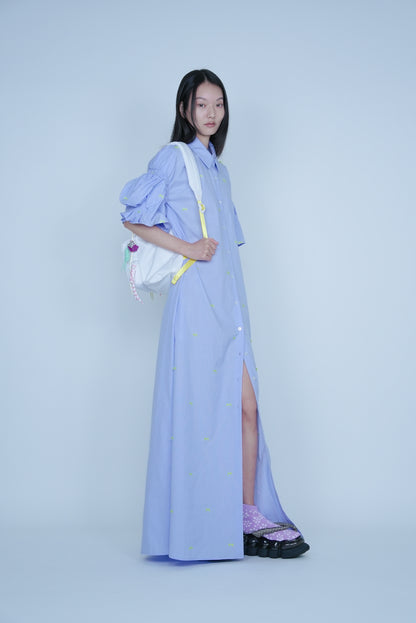 【SS27受注】Double Puff Sleeve Dress / Blue / MSS27D021